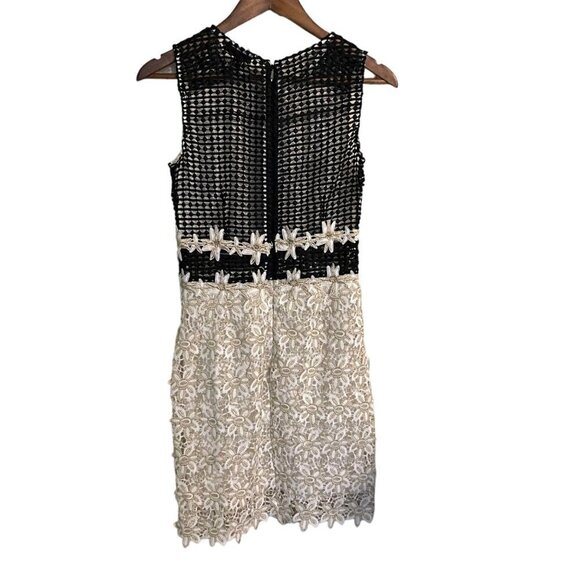 Aqua Womens White Black Gold Crochet Lace Cutout Sleeveless Cocktail Dress Small - Picture 9 of 9